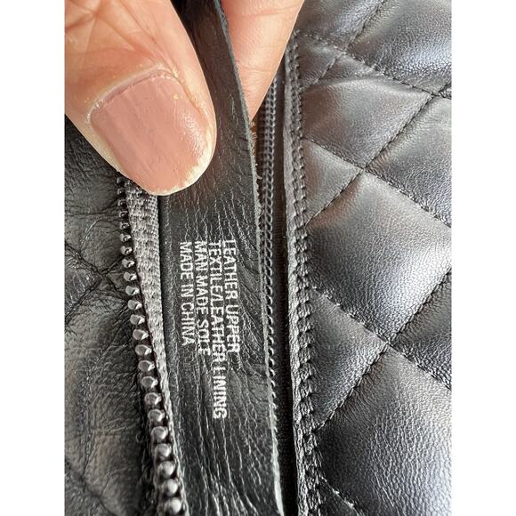 Corso Como 1" Flat tall black leather Quilted boots zipper comfort Size 9 M - Picture 9 of 13